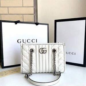 <AUTHENTIC>Gucci GG Marmont Medium Shoulder Bag in White